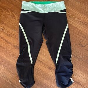 Lululemon Fresh Teal Dot Black RUN PACE CROP